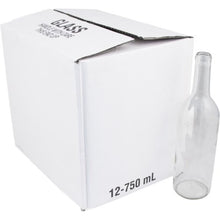 Load image into Gallery viewer, 750 mL Clear Bordeaux Wine Bottles, Flat Bottom - Case of 12 B397 Brewmaster 