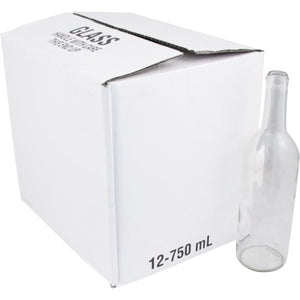 750 mL Clear Bordeaux Wine Bottles, Flat Bottom - Case of 12 B397 Brewmaster 