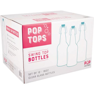 Swing Top Bottles - 16 oz Clear (Qty 12) Brewmaster 