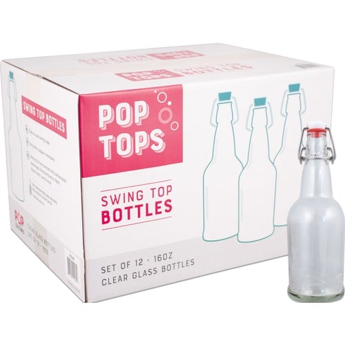 Swing Top Bottles - 16 oz Clear (Qty 12) Brewmaster 